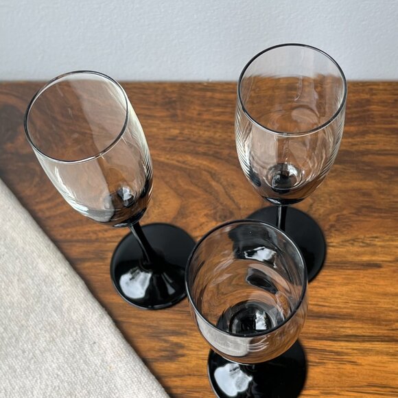 Luminarc Black Stem 3 Champagne Flute Wine Glasses 8.5" - Picture 10 of 12